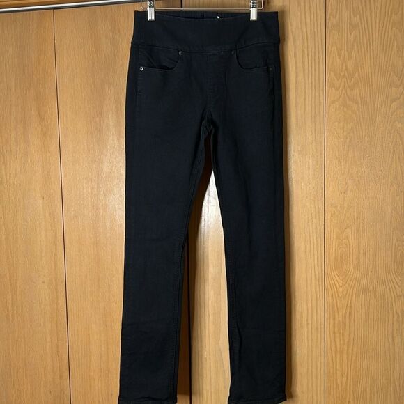 Spanx Black Signature Waist Straight Back Zip Jeans Sz 27 - Picture 2 of 9